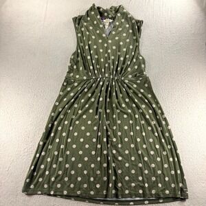 Matilda Jane Dot Your‎ I's Dress Womens XL Green Cream Polka Dot Soft Sleeveless